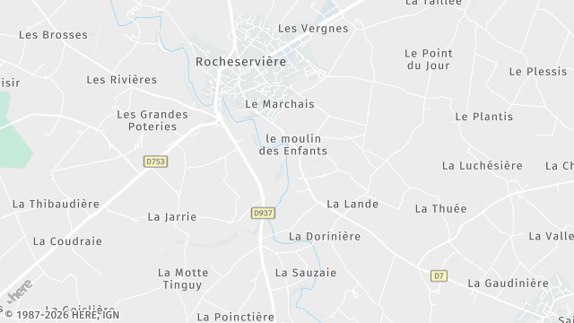 Carte de la zone d'intervention à Rocheservière