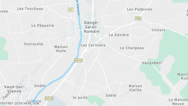 Carte de la zone d'intervention à Dangé-Saint-Romain