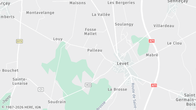 Carte de la zone d'intervention à Levet