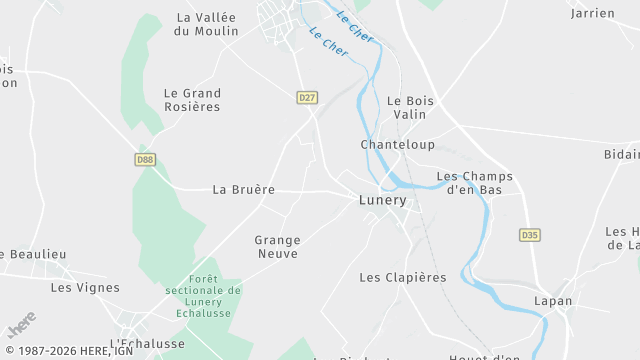 Carte de la zone d'intervention à Lunery