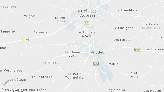 Carte de la zone d'intervention à Nueil-les-Aubiers