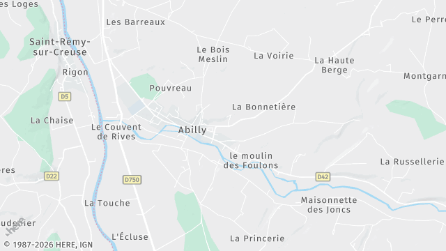 Carte de la zone d'intervention à Abilly