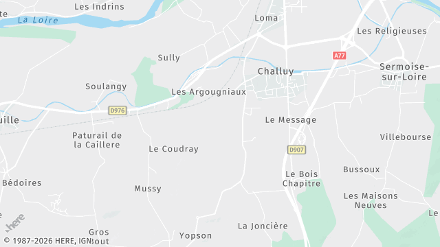 Carte de la zone d'intervention à Challuy