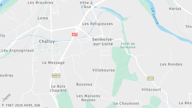 Carte de la zone d'intervention à Sermoise-sur-Loire