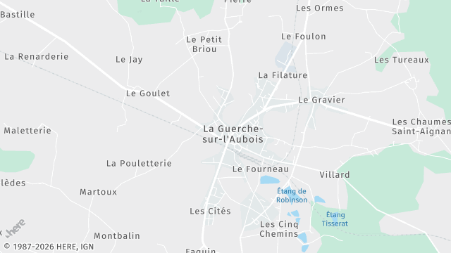 Carte de la zone d'intervention à La Guerche-sur-l'Aubois