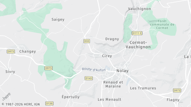 Carte de la zone d'intervention à Nolay