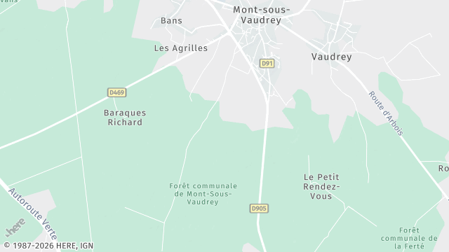 Carte de la zone d'intervention à Mont-sous-Vaudrey