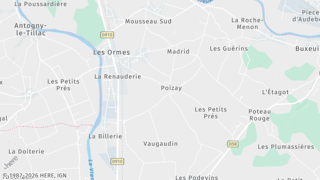 Carte de la zone d'intervention à Les Ormes