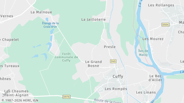 Carte de la zone d'intervention à Cuffy