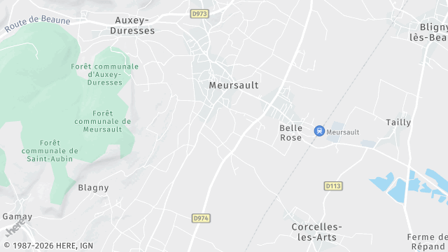 Carte de la zone d'intervention à Meursault