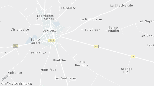 Carte de la zone d'intervention à Levroux
