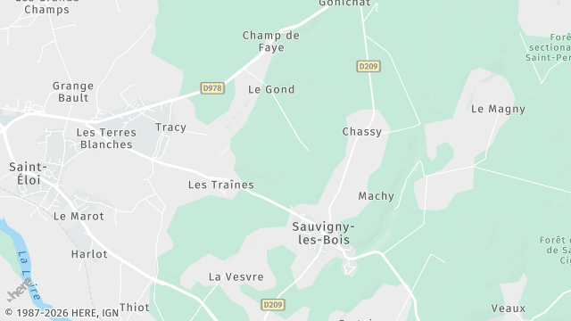 Carte de la zone d'intervention à Sauvigny-les-Bois