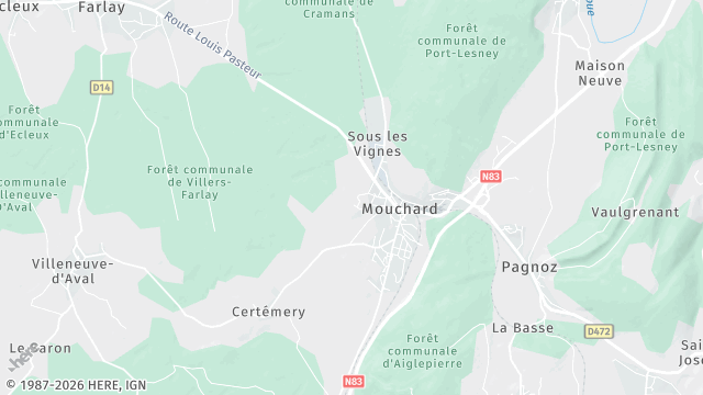 Carte de la zone d'intervention à Mouchard