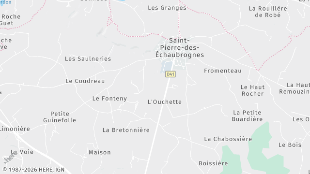 Carte de la zone d'intervention à Saint-Pierre-des-Échaubrognes