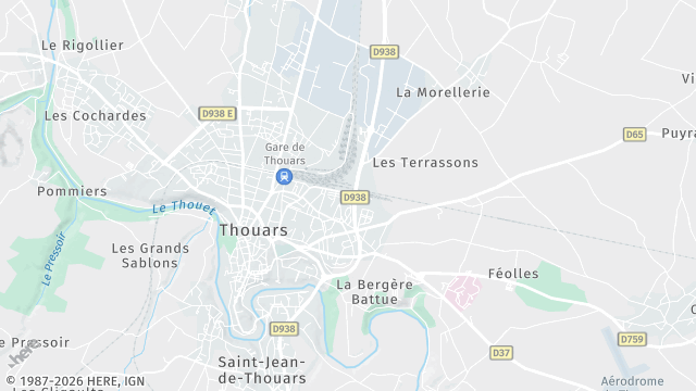 Carte de la zone d'intervention à Thouars