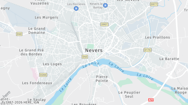 Carte de la zone d'intervention à Nevers