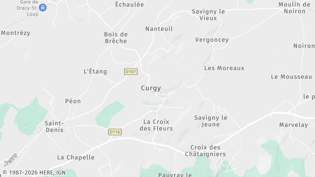 Carte de la zone d'intervention à Curgy