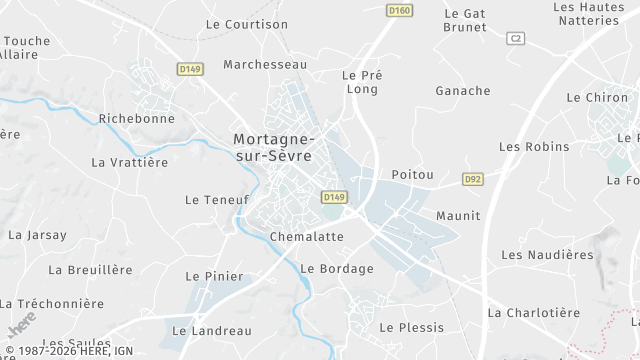Carte de la zone d'intervention à Mortagne-sur-Sèvre