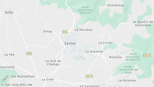Carte de la zone d'intervention à Épinac