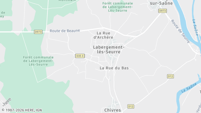 Carte de la zone d'intervention à Labergement-lès-Seurre