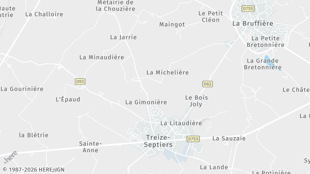 Carte de la zone d'intervention à Treize-Septiers