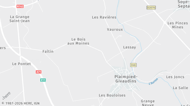 Carte de la zone d'intervention à Plaimpied-Givaudins