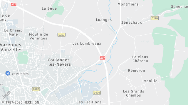 Carte de la zone d'intervention à Coulanges-lès-Nevers