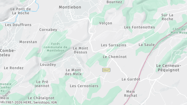 Carte de la zone d'intervention à Montlebon