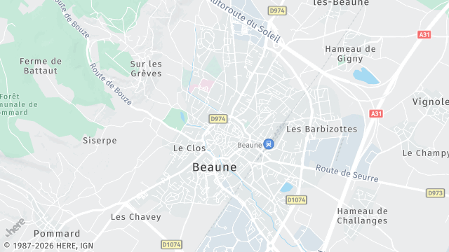 Carte de la zone d'intervention à Beaune