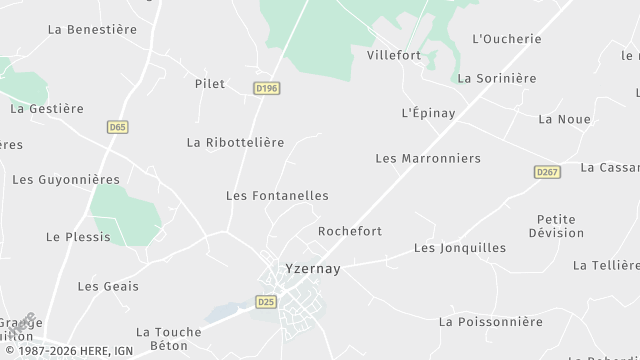 Carte de la zone d'intervention à Yzernay