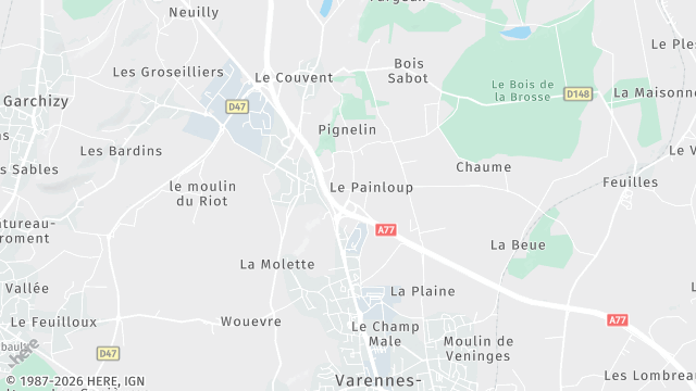 Carte de la zone d'intervention à Varennes-Vauzelles