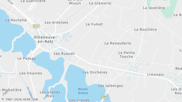 Carte de la zone d'intervention à Villeneuve-en-Retz