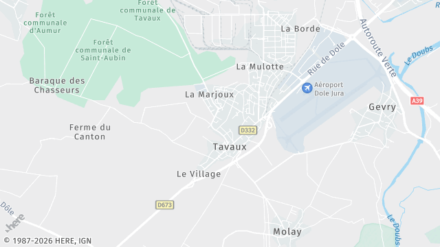 Carte de la zone d'intervention à Tavaux