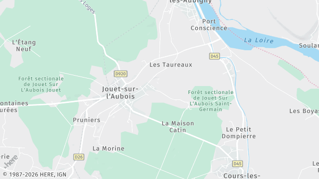 Carte de la zone d'intervention à Jouet-sur-l'Aubois