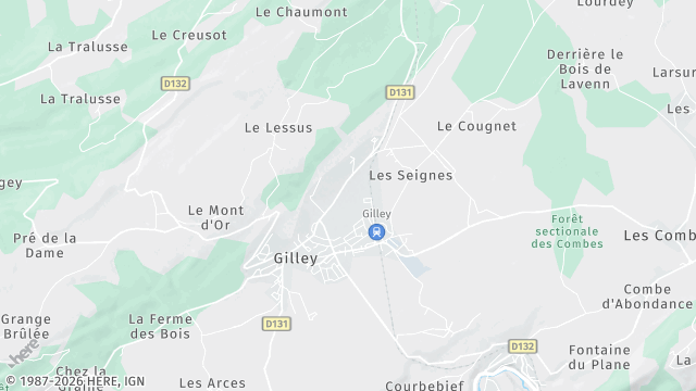 Carte de la zone d'intervention à Gilley