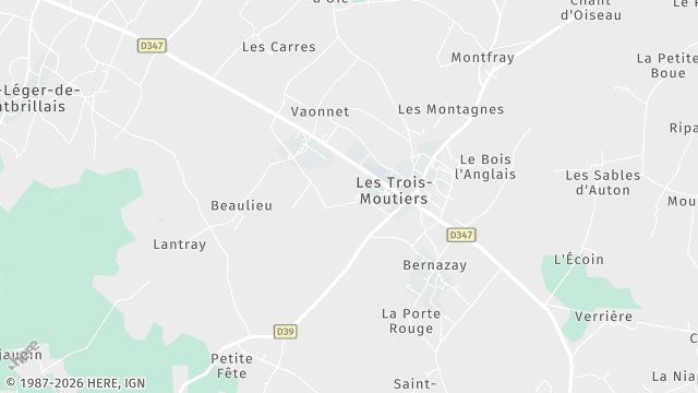 Carte de la zone d'intervention à Les Trois-Moutiers