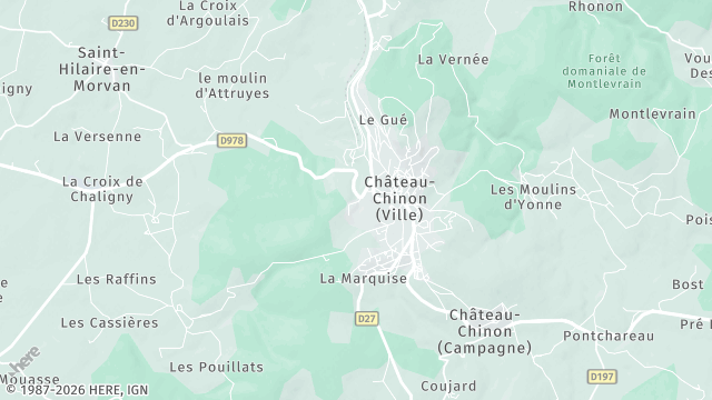 Carte de la zone d'intervention à Château-Chinon (Ville)