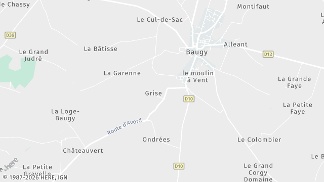 Carte de la zone d'intervention à Baugy