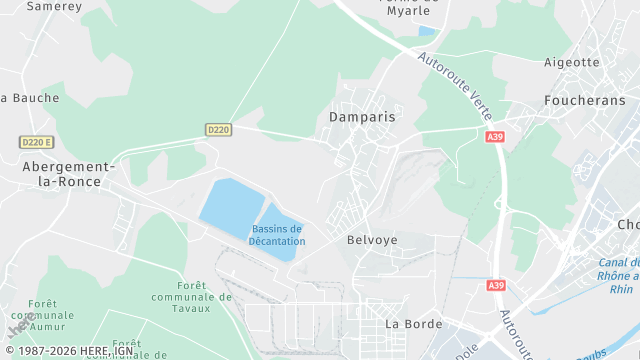 Carte de la zone d'intervention à Damparis