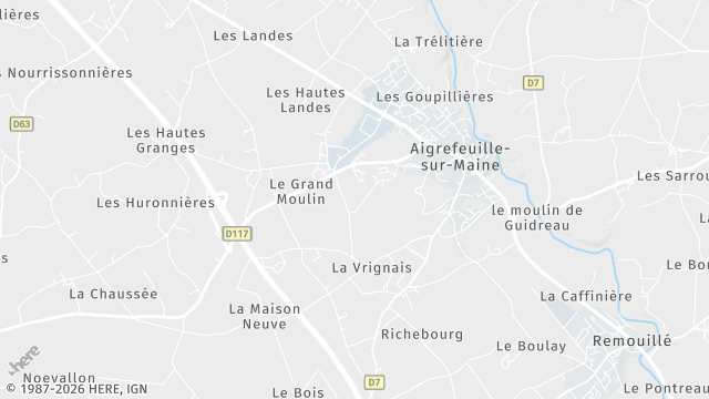 Carte de la zone d'intervention à Aigrefeuille-sur-Maine