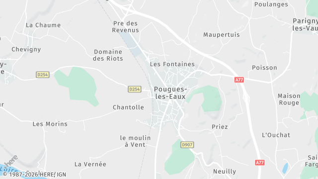 Carte de la zone d'intervention à Pougues-les-Eaux