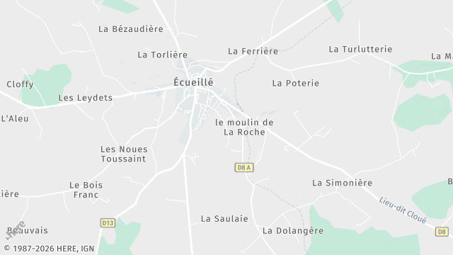 Carte de la zone d'intervention à Écueillé