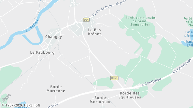 Carte de la zone d'intervention à Losne