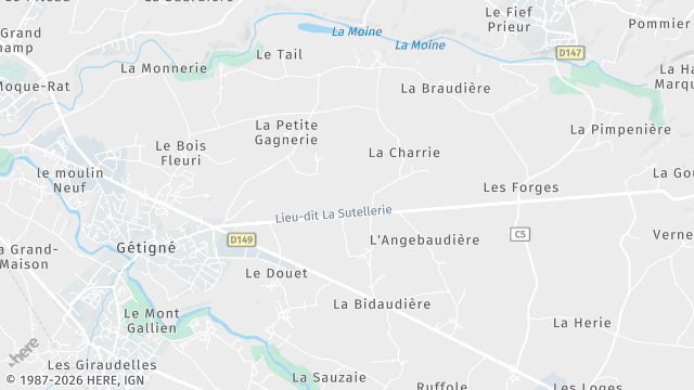 Carte de la zone d'intervention à Gétigné