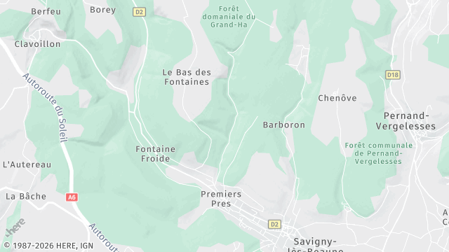 Carte de la zone d'intervention à Savigny-lès-Beaune