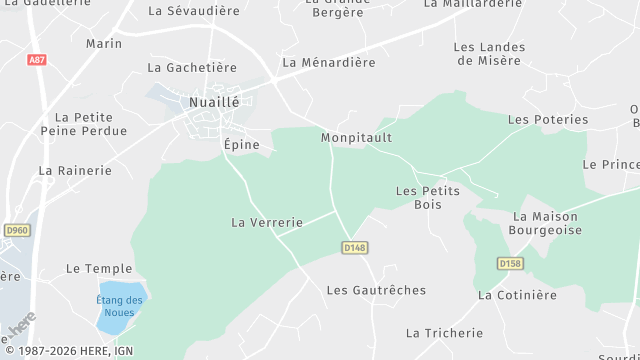 Carte de la zone d'intervention à Nuaillé