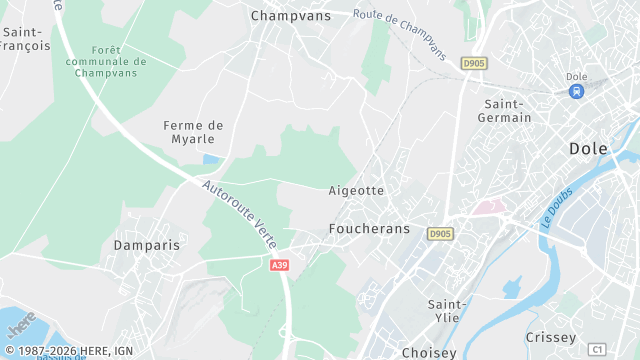 Carte de la zone d'intervention à Foucherans