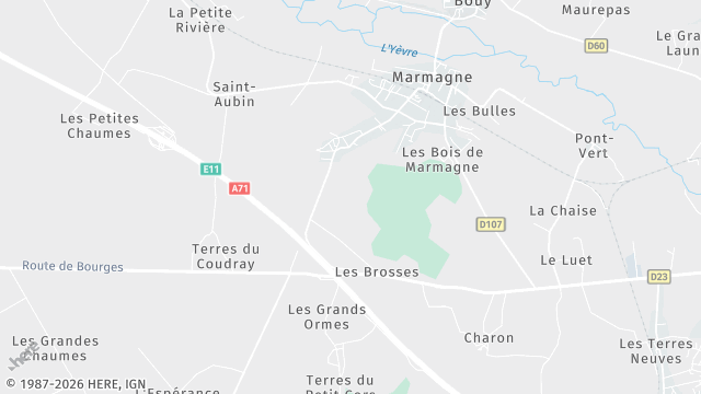 Carte de la zone d'intervention à Marmagne