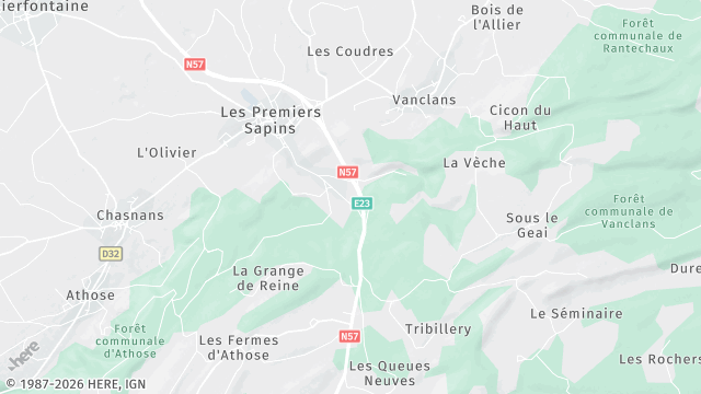 Carte de la zone d'intervention à Les Premiers Sapins