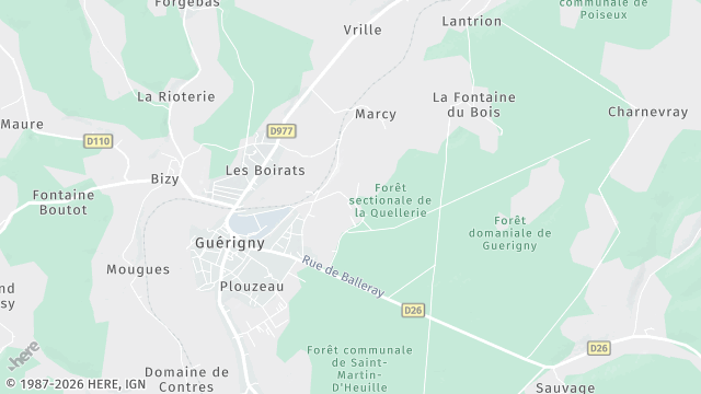 Carte de la zone d'intervention à Guérigny